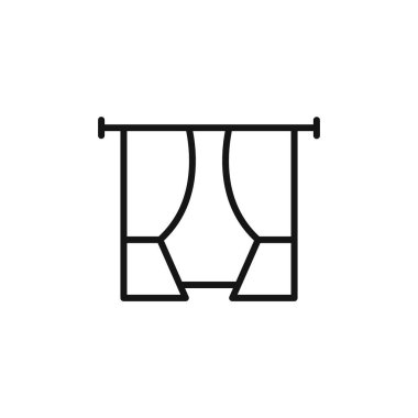 Perde simgesi simgesi simge işareti vektör ana hatlarını siyah ve beyaz renkte gösteren pencere