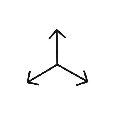 3 ok yolu simgesi işareti vektör ana hatları siyah ve beyaz