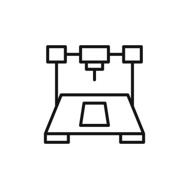 3D yazıcı simgesi logo işareti vektör ana hatları siyah ve beyaz