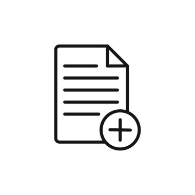 Siyah ve beyaz renkte yeni belge simgesi logo işareti vektör ana hatları ekle