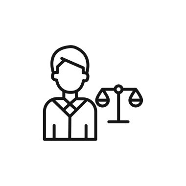 Avukat simgesi logosu imza vektör anahatlarını siyah-beyaz olarak imzaladı