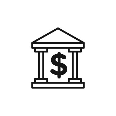 Banka simgesi logo işareti vektör ana hatları siyah ve beyaz