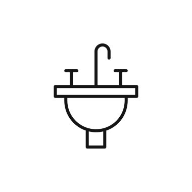Banyo lavabosu simgesi logosu imza vektör ana hatları siyah ve beyaz