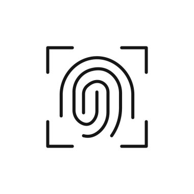 Biyometrik simge logo işareti vektör ana hatları siyah ve beyaz