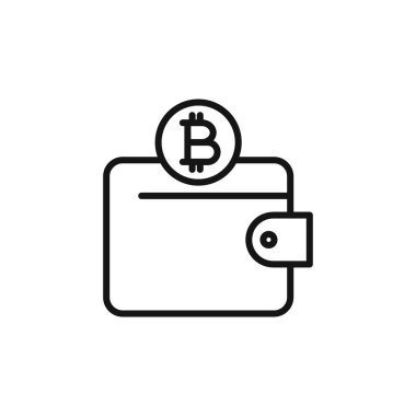 Bitcoin cüzdan simgesi logo işareti vektör ana hatları siyah ve beyaz