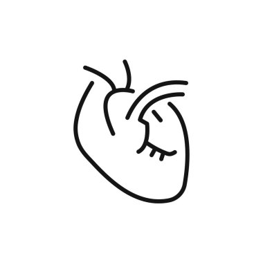 Kardiyoloji simgesi işareti vektör ana hatları siyah ve beyaz