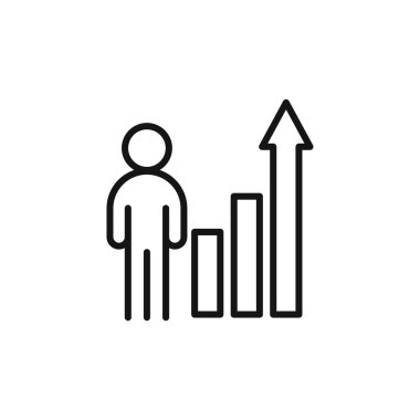 Kariyer artışı simgesi logo işareti vektör ana hatları siyah ve beyaz