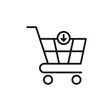 Cart indirme simgesi logo işareti vektör çizgisi siyah ve beyaz