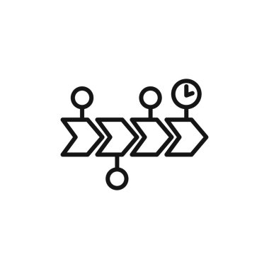 Kronoloji simgesi logo işareti vektör ana hatları siyah ve beyaz