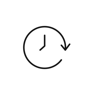 Saat zaman simgesi logo işareti vektör ana hatları siyah ve beyaz