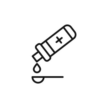 Öksürük şurubu simgesi logosu imza vektör ana hatları siyah ve beyaz