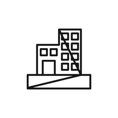 Deprem simgesi logosu işareti vektör ana hatları siyah ve beyaz