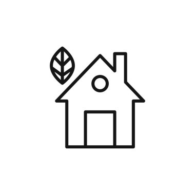 Eko ev simgesi logo işareti vektör ana hatları siyah ve beyaz