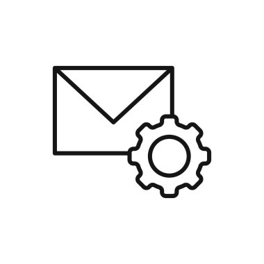 E- posta ayarları simge logo işareti vektör ana hatları siyah ve beyaz