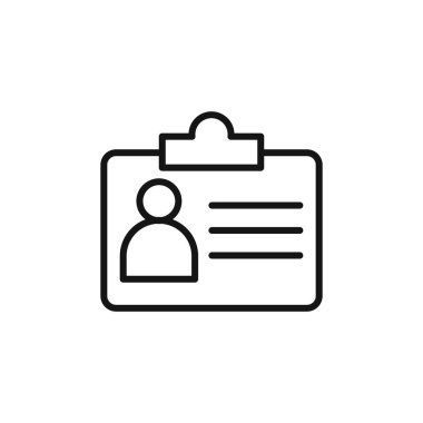 Çalışanların kimlik kartı simgesi logo işareti vektör ana hatları siyah ve beyaz