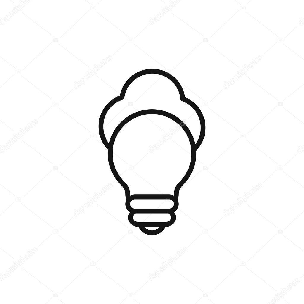 Brain idea icon logo sign vector outline in black and white color