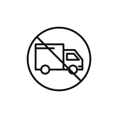 Yasak hızlı kamyon simgesi simgesi işareti siyah ve beyaz renkte vektör ana hatları