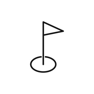 Golf bayrağı ve top simgesi logosu imza vektör ana hatları siyah ve beyaz