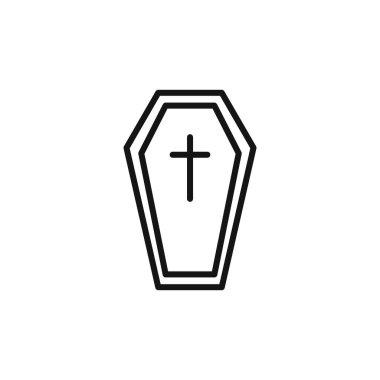 Cadılar Bayramı tabut simgesi logosu simgesi taşıyıcı ana hatları siyah ve beyaz