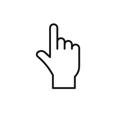 Simge logosunun el tıklama işareti vektör çizgisi siyah ve beyaz renkle