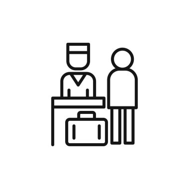 Konukseverlik sektörü simgesi logosu imza vektör ana hatları siyah ve beyaz