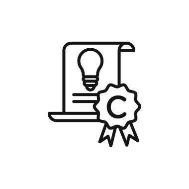 Fikri özellik ve telif hakkı simgesi logo imza vektörü ana hatlarını siyah ve beyaz renklerle belirler