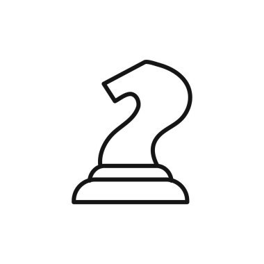 Şövalye satranç ikonu logosu imza vektör ana hatları siyah ve beyaz