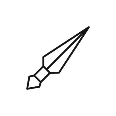 Kunai bıçak simgesi fırlatıyor. Siyah ve beyaz renkli vektör çizgisi.