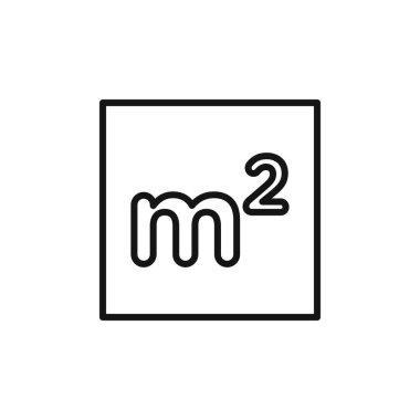 m2 area unit icon logo sign vector outline in black and white color clipart