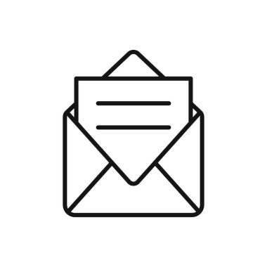 E- posta iletisi simgesi işareti vektör ana hatlarını siyah ve beyaz olarak belirle