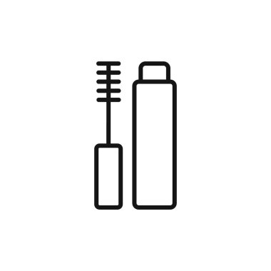 Mascara fırça simgesi logosu işaret çizgisi siyah ve beyaz