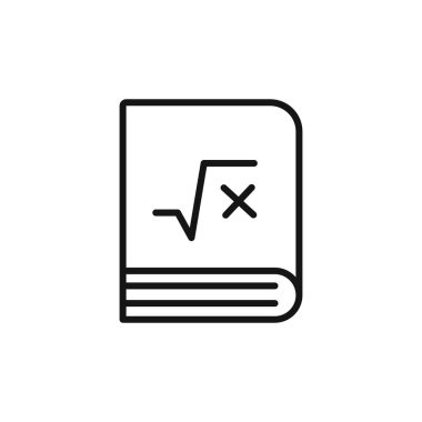 Matematik kitabı simgesi logo işareti vektör ana hatları siyah ve beyaz