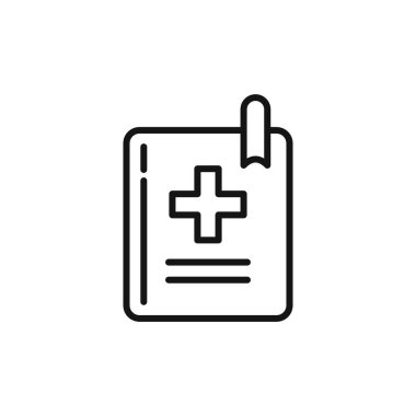 Tıbbi kitap simgesi logo işareti vektör ana hatları siyah ve beyaz