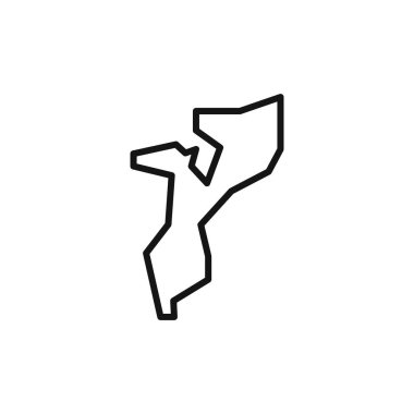 Mozambik harita simgesi logo işareti vektör ana hatları siyah ve beyaz