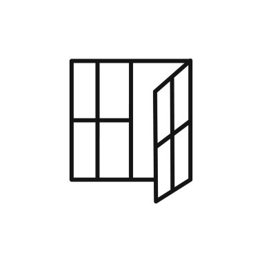 Pencerelerin simge simgesini simge işareti vektör ana hatlarını siyah ve beyaz renkte aç