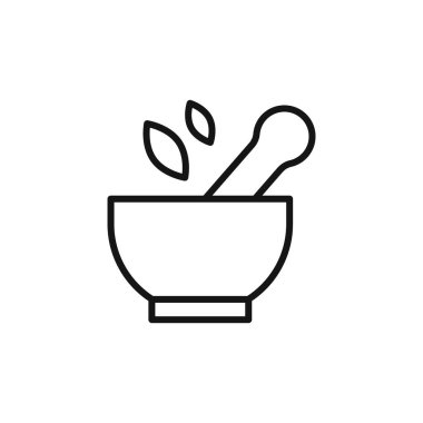 topuz ve havan ikonu logosu imza vektör ana hatları siyah ve beyaz