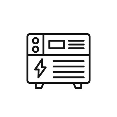 Taşınabilir güç üreteç simgesi logosu işaret çizgisi siyah ve beyaz