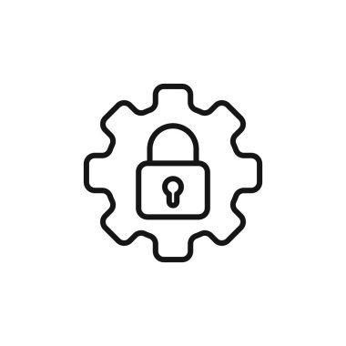 Gizlilik ayarları simgesi logo imza vektör ana hatları siyah ve beyaz