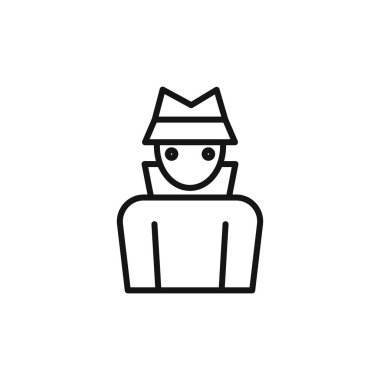 Gizli ajan simgesi logo işareti vektör ana hatları siyah ve beyaz