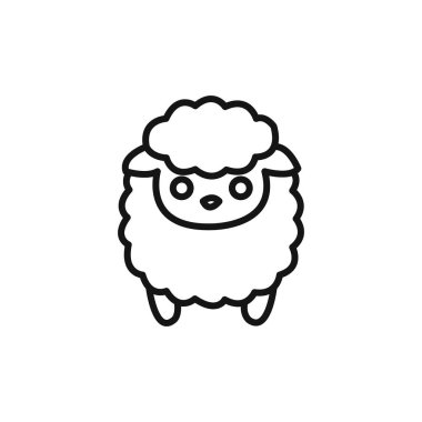 Koyun simgesi logo işareti vektör ana hatları siyah ve beyaz