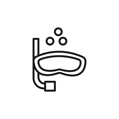 Su simgesi altında şnorkelle yüzmek simge logosu işareti vektör ana hatlarını siyah ve beyaz renkle işaretlemek