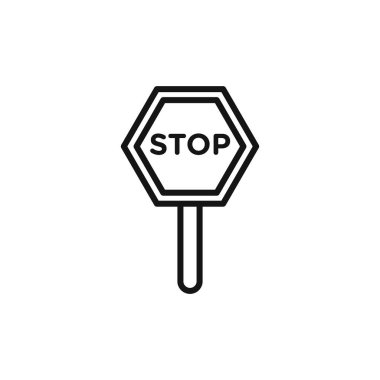 Siyah ve beyaz renkli dur işareti logo vektör ana hatları