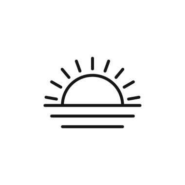 Gündoğumu simgesi logo işareti vektör ana hatları siyah ve beyaz