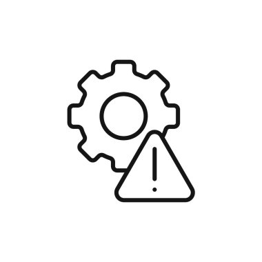 Teknik uyarı simgesi logo işareti vektör ana hatları siyah ve beyaz