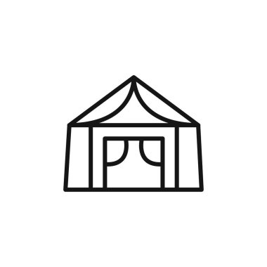 Siyah ve beyaz renkli çadır simgesi işareti vektör çizgisi