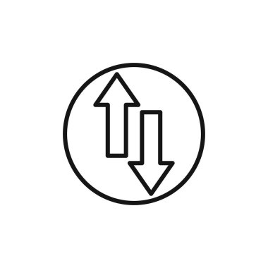 Yukarı ve aşağı ok simgesi logosu imza vektör ana hatları siyah ve beyaz