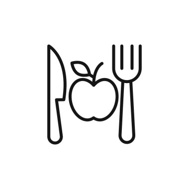 Vejetaryen gıda simgesi logosu. Siyah ve beyaz olarak işaretlenmiş vektör ana hatları.