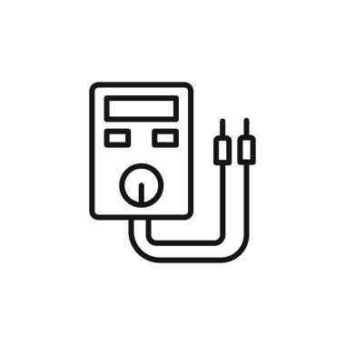 Voltmetre simgesi logo işareti vektör ana hatları siyah ve beyaz