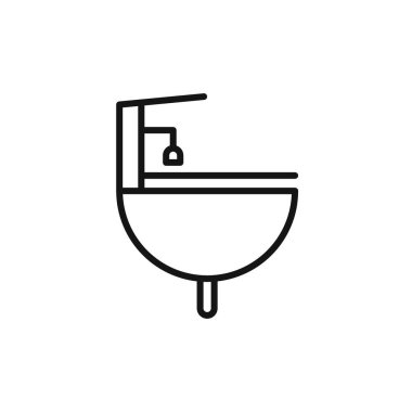 Washbasin simgesi logo işareti vektör ana hatları siyah ve beyaz