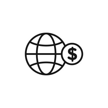 Dünya Ödeme Aktarım simgesi logosu imza vektör ana hatları siyah ve beyaz